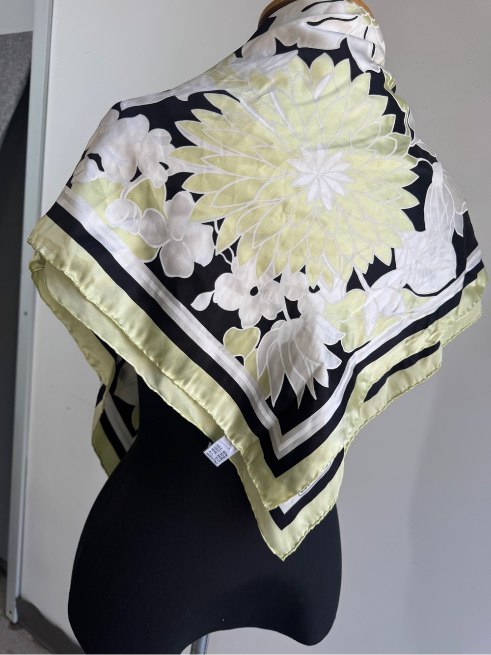 Vintage Carlisle 100% Silk Scarf Two Tone Floral Square Quiet Luxury Boho